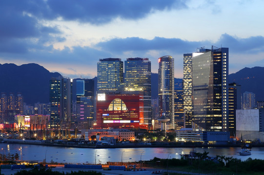 香港维多利亚港城市夜景风光