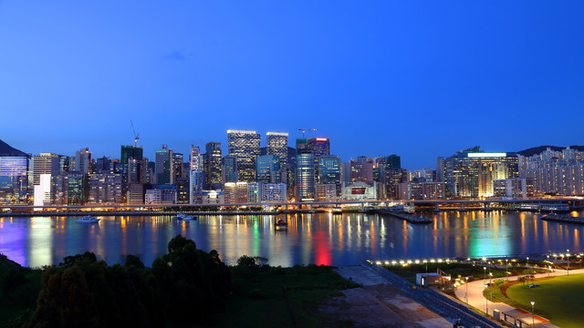 香港维多利亚港城市夜景风光