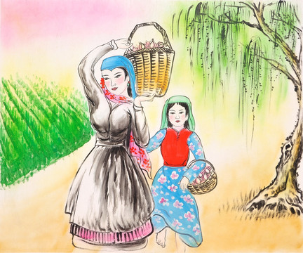 勞動中的回族母女 未分層