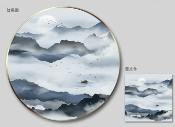 新中式水墨山水裝飾畫
