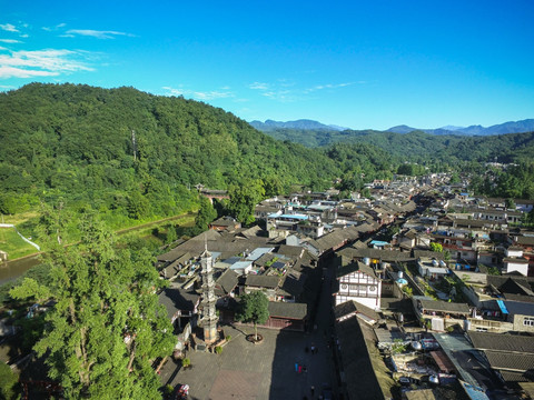 四川街子古镇航拍