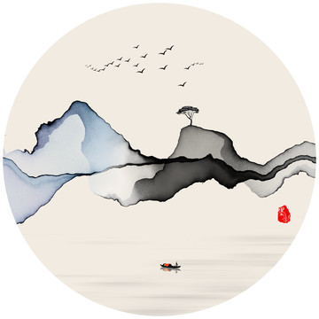 抽象禪境水墨畫