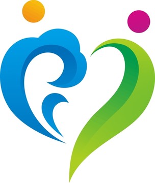 雙人組成心祥云綠葉LOGO