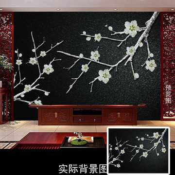 梅花素雅中式古典珠寶背景墻