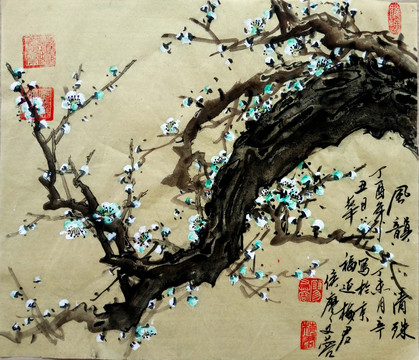 國畫綠梅