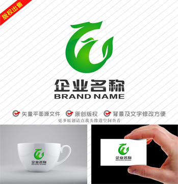 YW字母WY标志龙凤叶logo