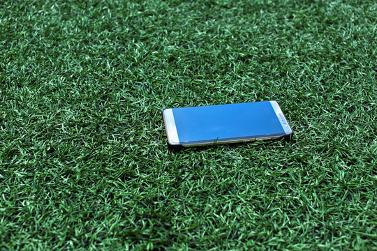 草地上的手机