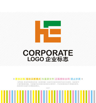 HE字母logo