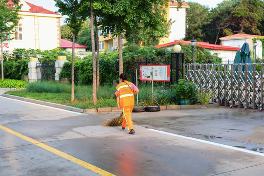 道路清洁 保洁员 扫马路