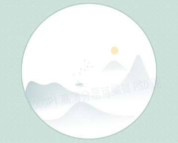 仙境 圓形 現(xiàn)代水墨畫