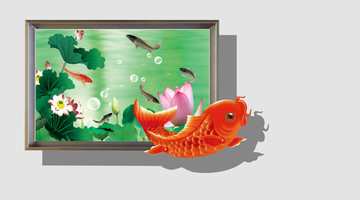 3D畫(huà) 3D立體畫(huà)鯉魚(yú)