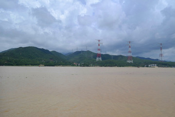 崖门古炮台银洲湖出海口风景