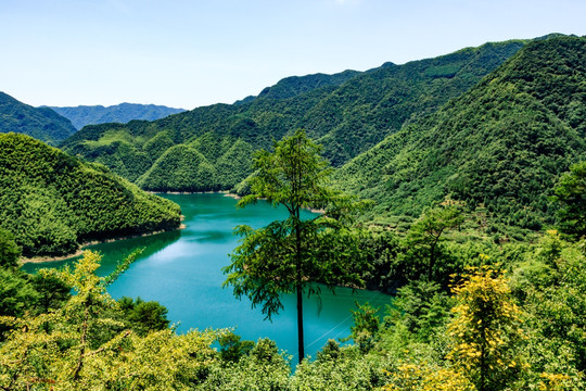 湖光山色 波光粼粼 水库碧蓝