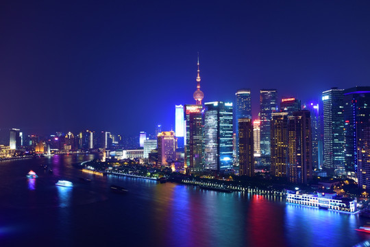 上海陆家嘴建筑群 夜景