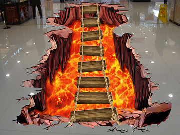 3D巖漿木梯地板畫