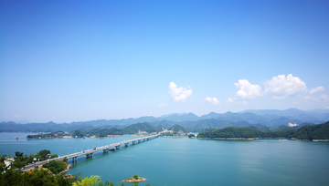 千岛湖  桥  蓝天白云