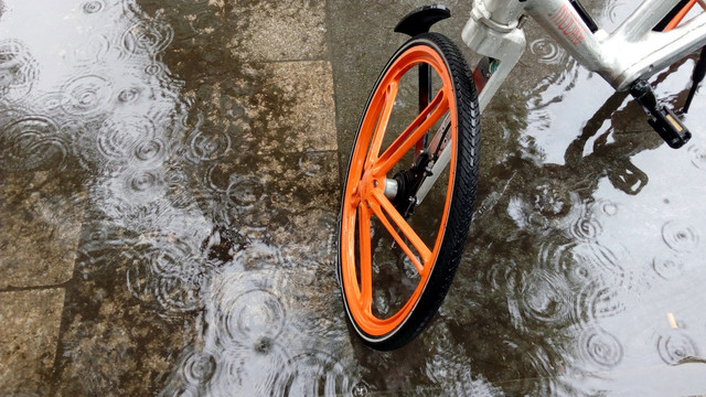 雨中即景 共享单车