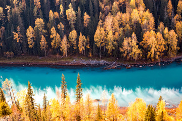 喀纳斯月亮湾秋景