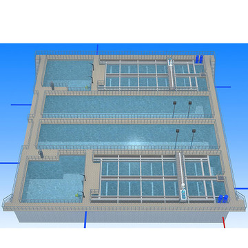 生化池3D模型 水处理厂模型