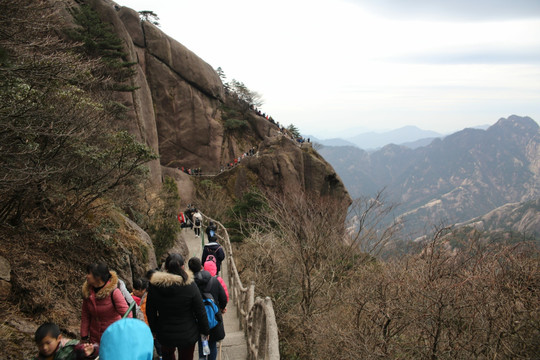 黄山山道游人