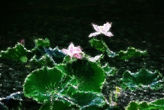 荷花油畫(huà)