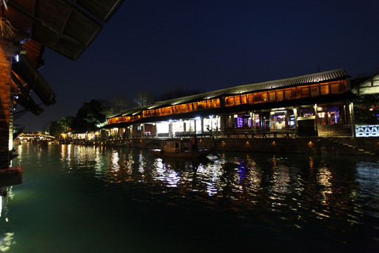 周庄 水乡 江南建筑 夜景 灯