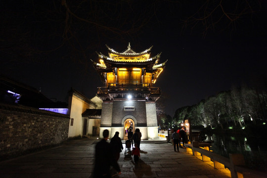 周庄 水乡 江南建筑 夜景 灯