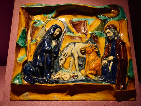 耶稣诞生 陶饰板