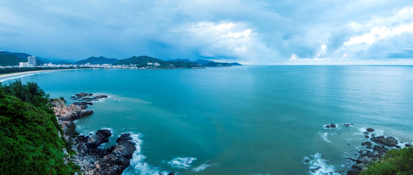 海边 天空朝霞 礁石 海浪 海