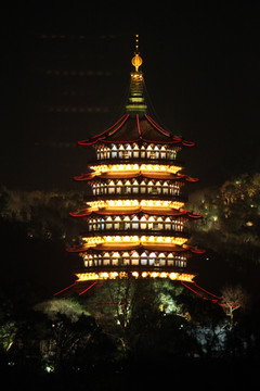 西湖 西湖夜景 灯光