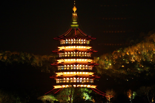 西湖 西湖夜景 灯光