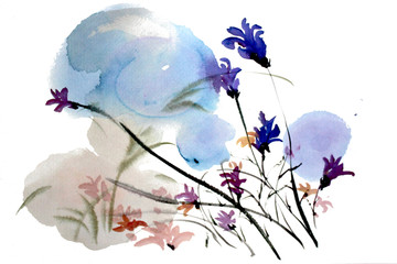 抽象藍(lán)紫小花