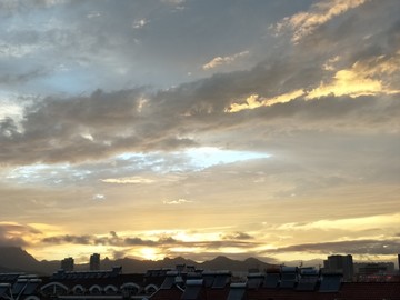 城市晚霞 夕阳 日落