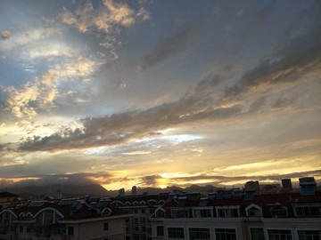 城市晚霞 夕阳 日落