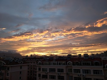 城市晚霞 夕阳 日落