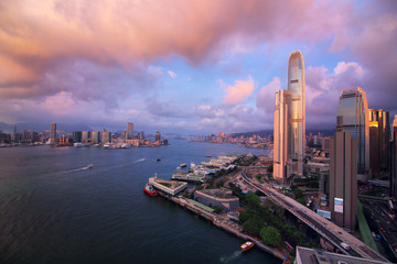 香港维多利亚港城市夜景风光