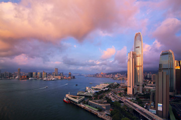 香港维多利亚港城市夜景风光