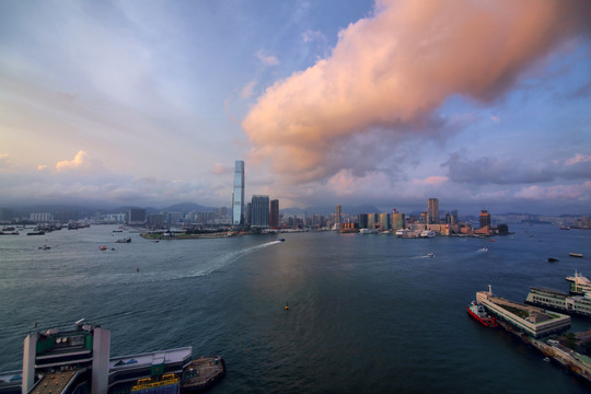 香港维多利亚港城市夜景风光