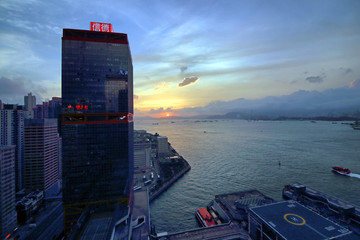 香港维多利亚港城市夜景风光