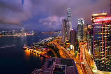 香港维多利亚港城市夜景风光