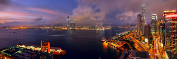 香港维多利亚港城市夜景风光全景