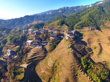 航拍桂林龙胜龙脊梯田大瑶寨观景