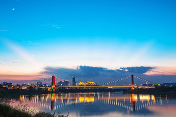 桥 南宁良庆大桥 夜景 倒影