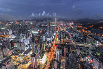 夜晚深圳城市天际线