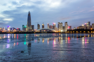 深圳湾城市建筑夜景