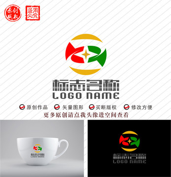 Z字母KZ标志旋转logo