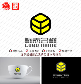 丰收标志B字母六边形logo