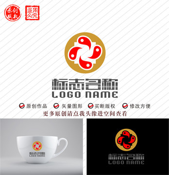 金融铜钱太极旋转火logo