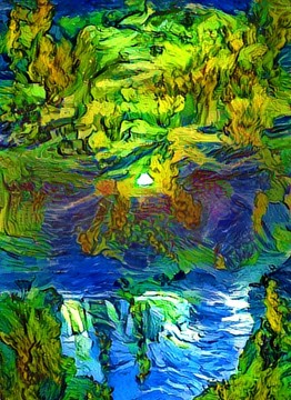 抽象印象派風(fēng)景畫油畫室內(nèi)裝飾畫