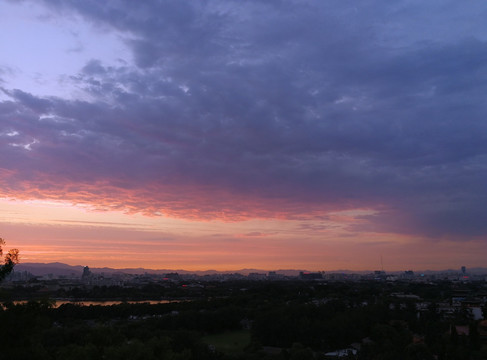 夕阳 晚霞 景山 夏天